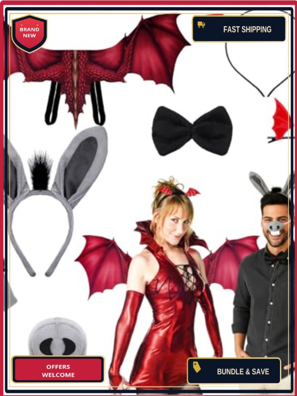 Halloween Dragon Donkey Costume Set Adult Cosplay Accessories Felt Polyester